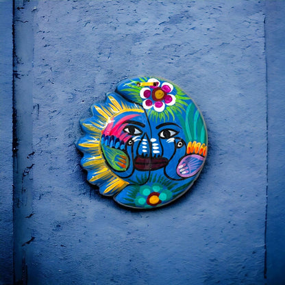 Guerrero Sun Moon Wall Art | Hand-Painted Mexican Eclipse Decor- The Talavera Hub- {{Product type}}