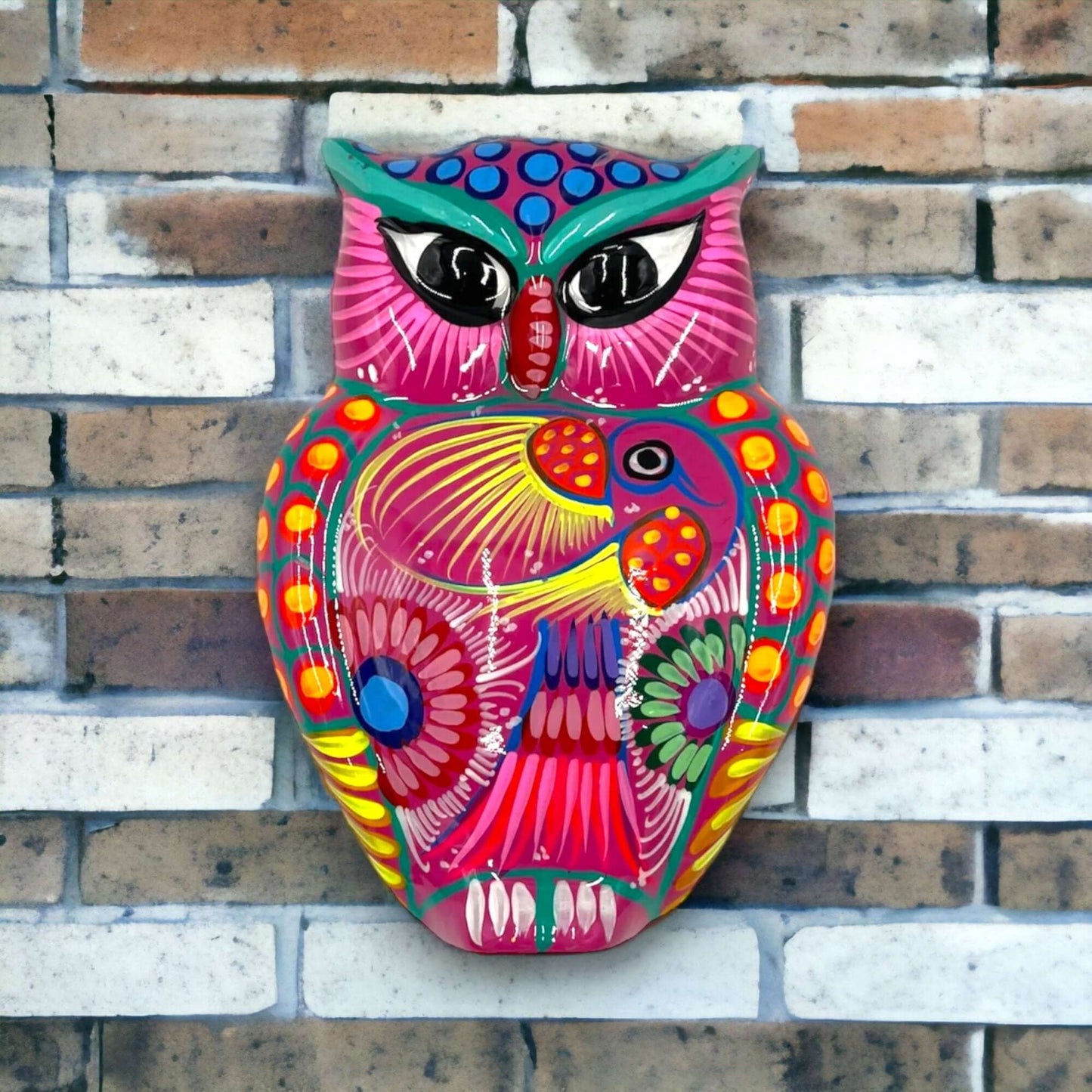 Guerrero Owl Wall Hanging | Colorful Mexican Ceramic Art Piece- The Talavera Hub- {{Product type}}