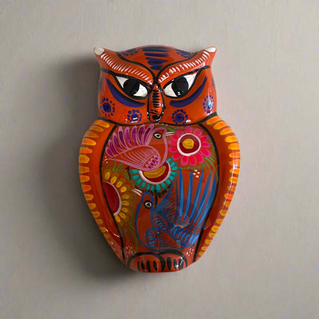 Guerrero Owl Wall Hanging | Colorful Mexican Ceramic Art Piece- The Talavera Hub- {{Product type}}
