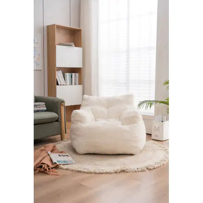 Soft Teddy Tufted Foam Bean Bag Chair - - chair