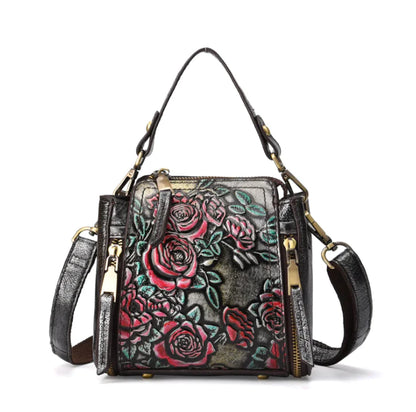 Genuine Leather Women's Handbag and Bucket Backpack