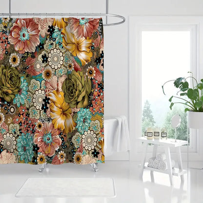 Colorful Bohemian Floral Waterproof Shower Curtain - Kia Day Design