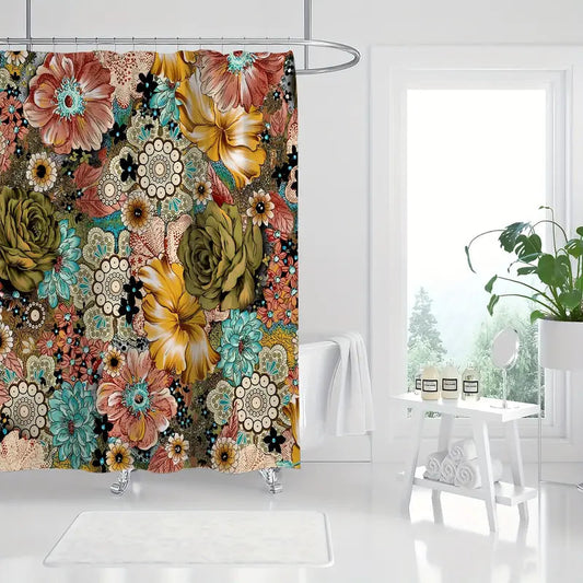 Colorful Bohemian Floral Waterproof Shower Curtain - Kia Day Design