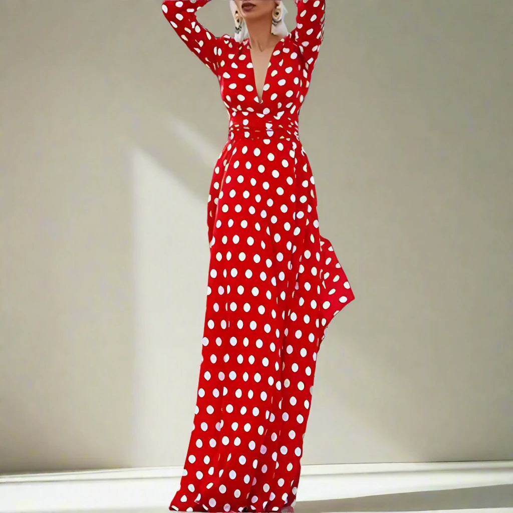 Bohemian Polka Dots Split Maxi Dress