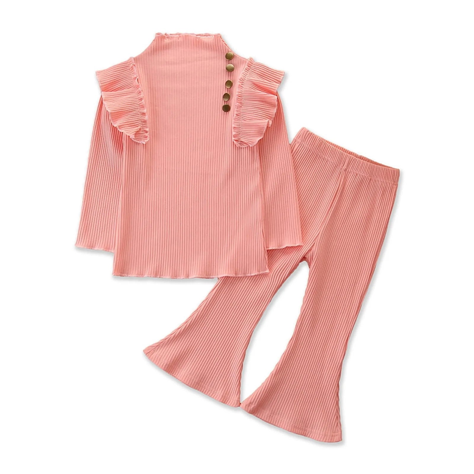 Girls Ruffled Long Sleeve Shirt and Pants