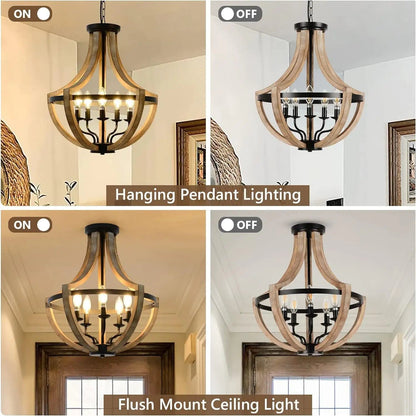 Solid Wood Height Adjustable Ceiling Light - Kia Day Design