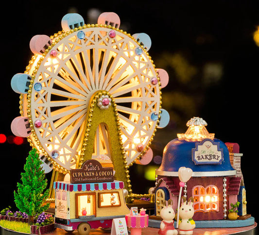Mini House Ferris Wheel Building Toy with Lights - - building toy