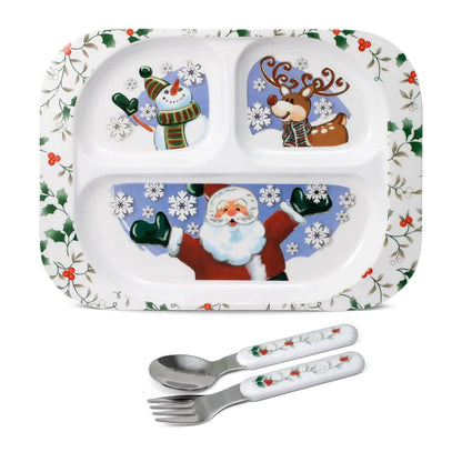 Pfaltzgraff Winterberry 3 Piece Jolly Santa Childrens Set - n a - plates