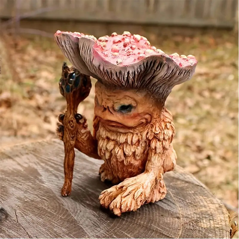 Fairy Mushroom Monster Troll Statue for Garden Decor