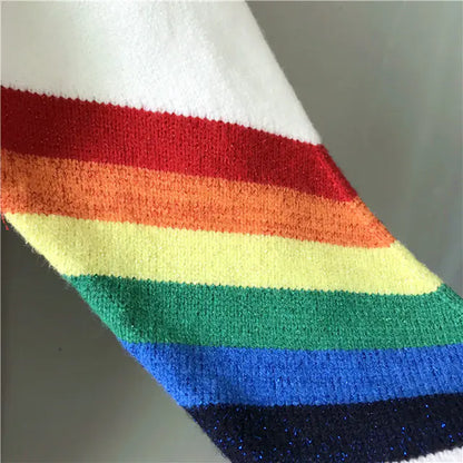 Rainbow Pattern Knitted Sweater in Slim Fit Design - Kia Day Design