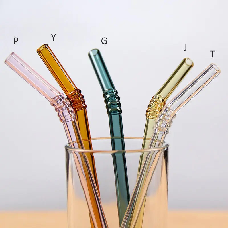 Colorful Straw Glass Drinking