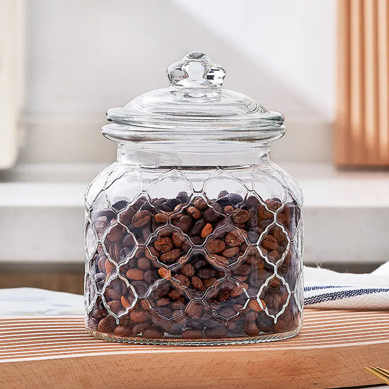 Clear Glass Storage Jar with Airtight Lid