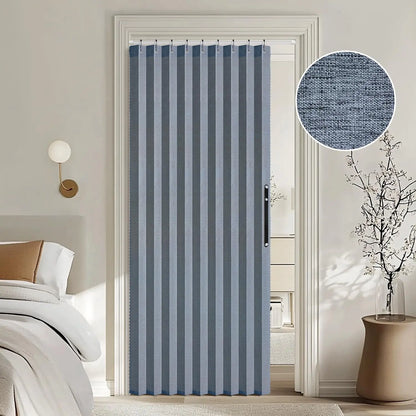 Blue Accordion Style Magnetic Folding Door Curtains Pleated with Hooks W39 x L78 inches 1 Panel - Kia Day Design