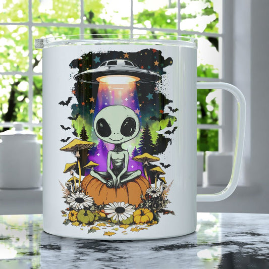 Halloween Alien Insulated Travel Mug - - mugs