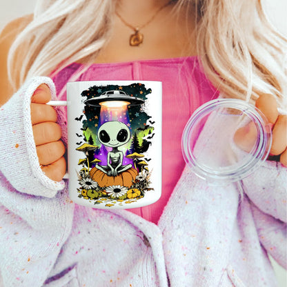 Halloween Alien Insulated Travel Mug - -