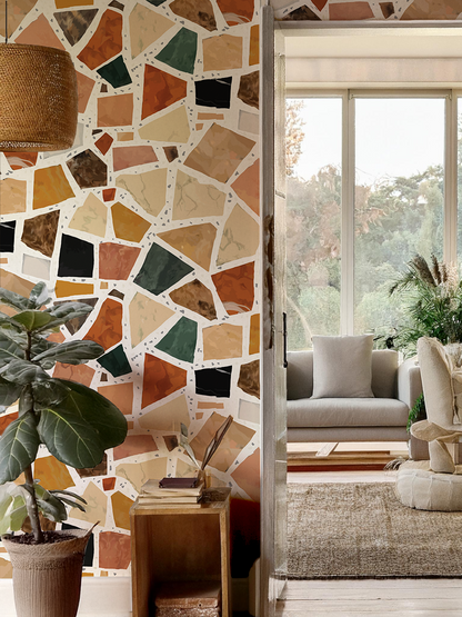Dolce Terrazzo Wallpaper, white- Samantha Santana Creative- {{Product type}}