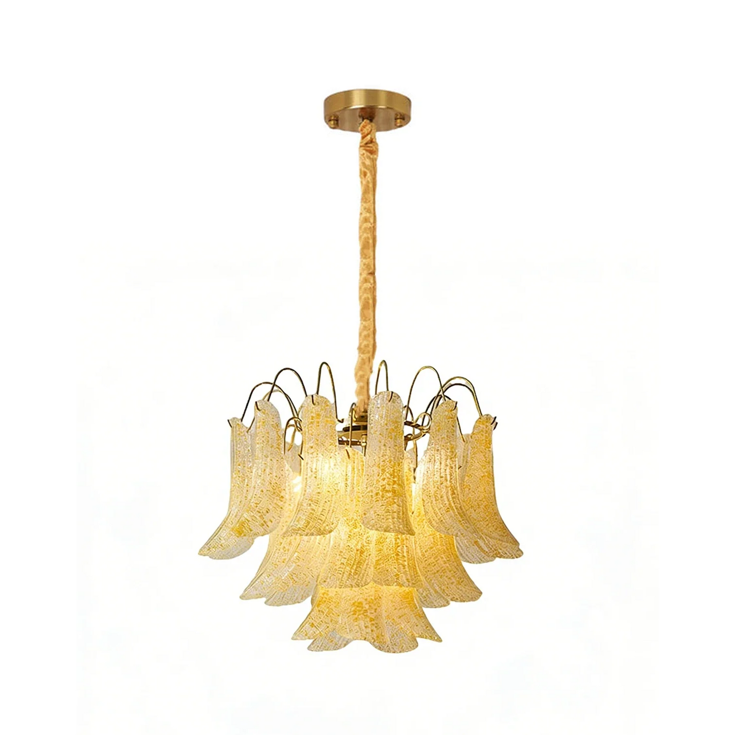 Hand-blown Wave Point Murano Glass Chandelier - - Chandelier