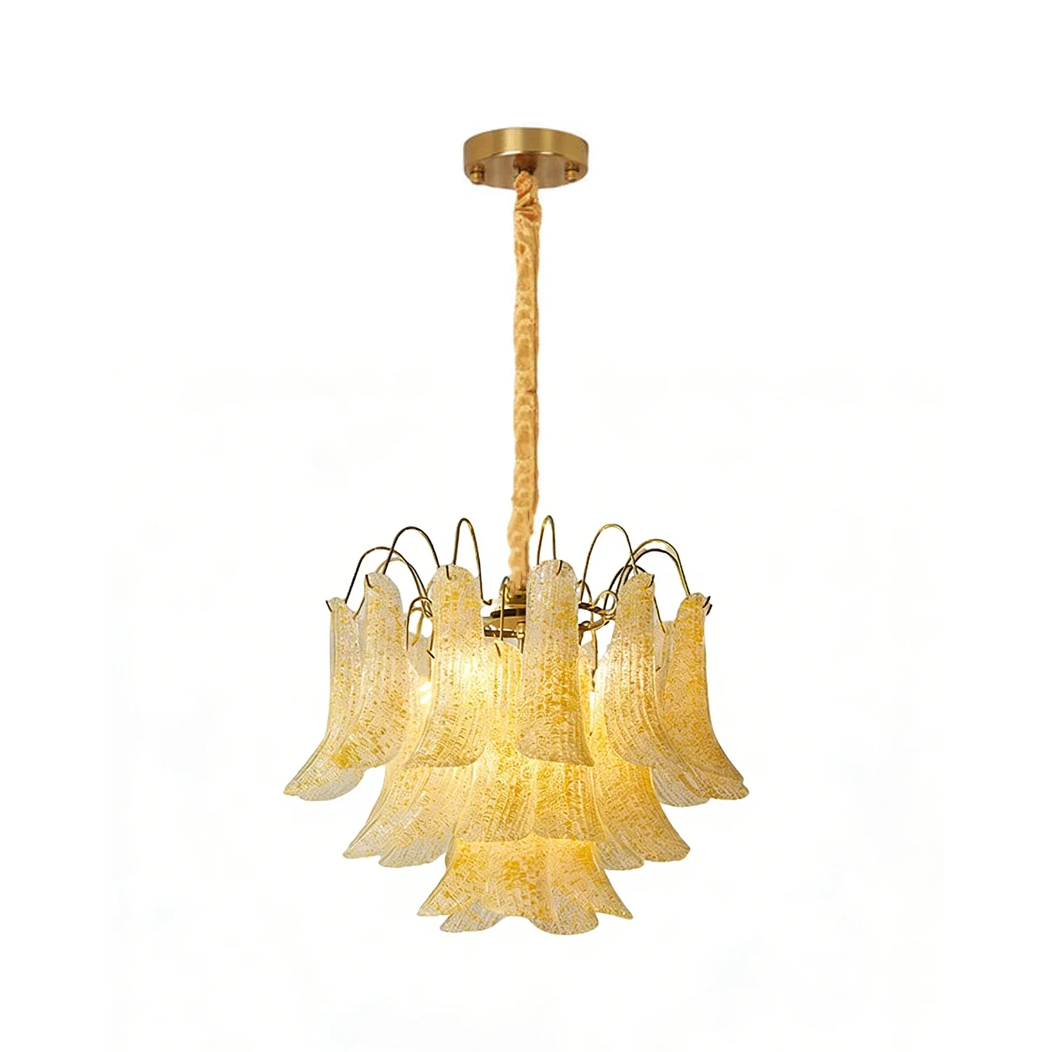 Hand-blown Wave Point Murano Glass Chandelier - - Chandelier
