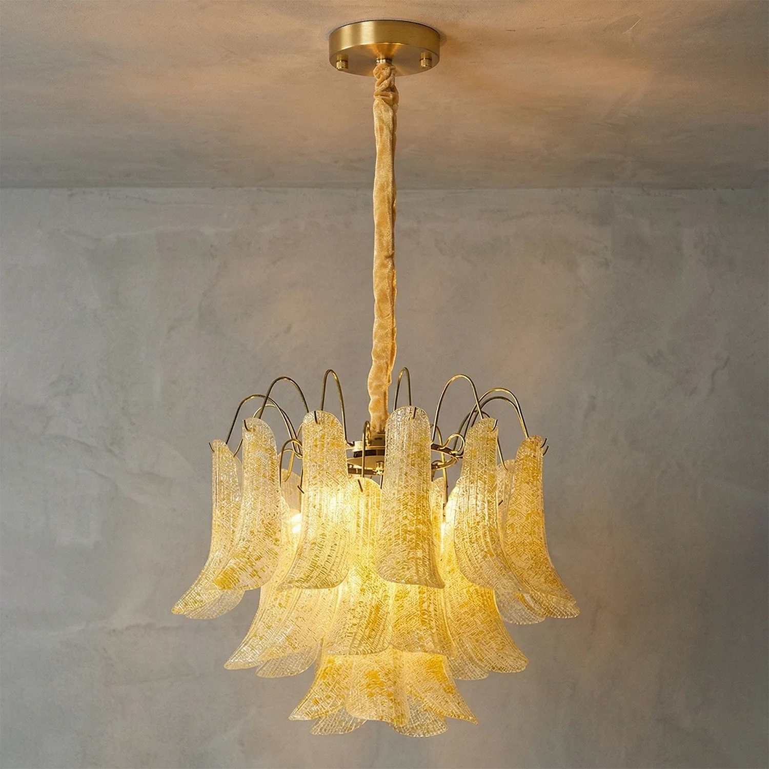 Hand-blown Wave Point Murano Glass Chandelier - - Chandelier