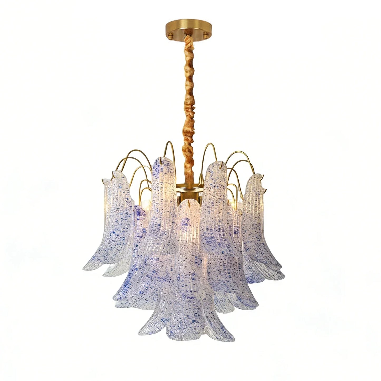 Hand-blown Wave Point Murano Glass Chandelier - - Chandelier