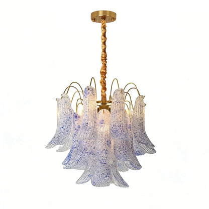 Hand-blown Wave Point Murano Glass Chandelier - - Chandelier