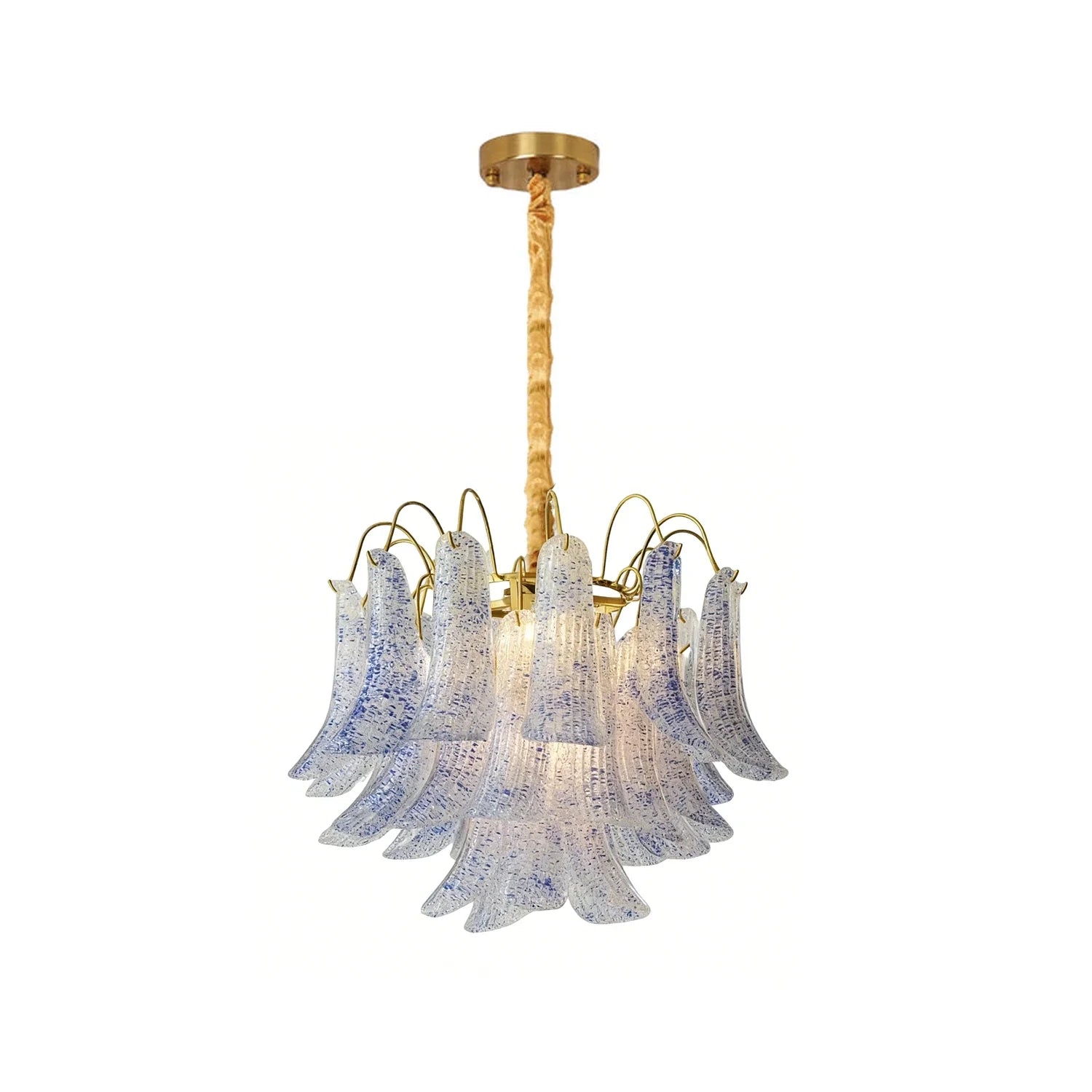 Hand-blown Wave Point Murano Glass Chandelier - - Chandelier