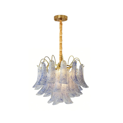 Hand-blown Wave Point Murano Glass Chandelier - - Chandelier