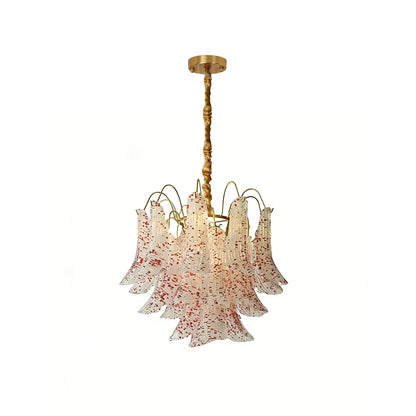 Hand-blown Wave Point Murano Glass Chandelier - - Chandelier