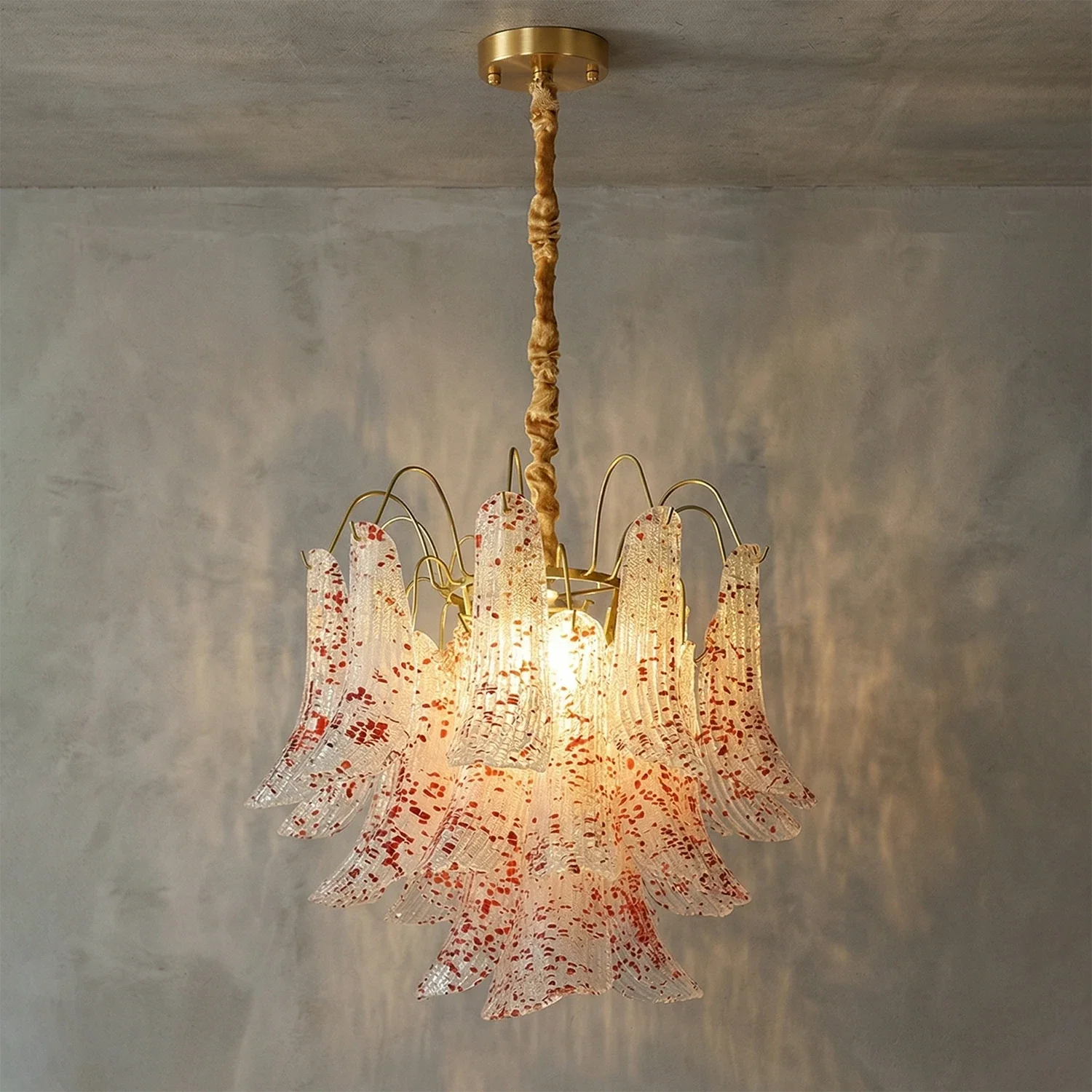 Hand-blown Wave Point Murano Glass Chandelier - - Chandelier