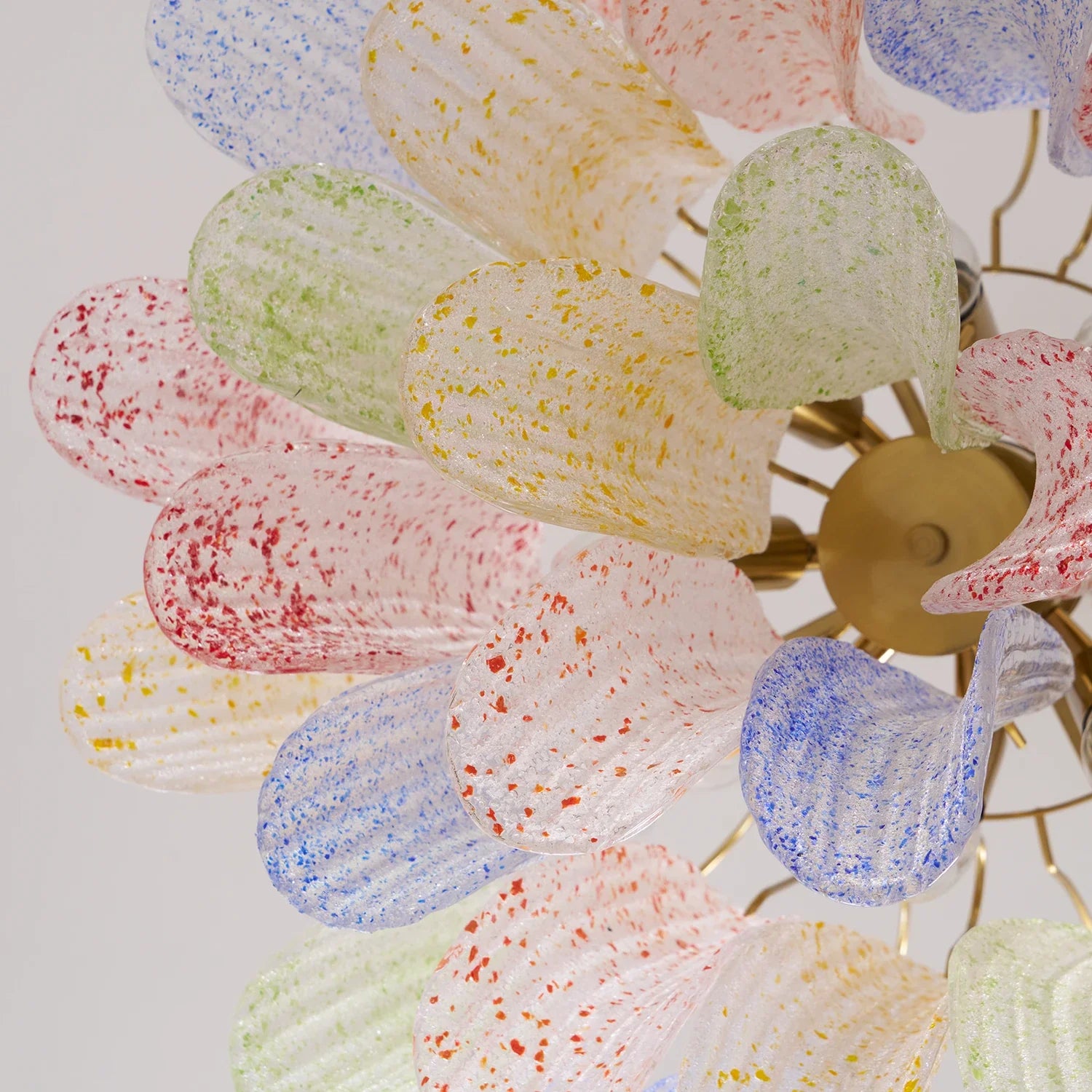 Hand-blown Wave Point Murano Glass Chandelier - - Chandelier