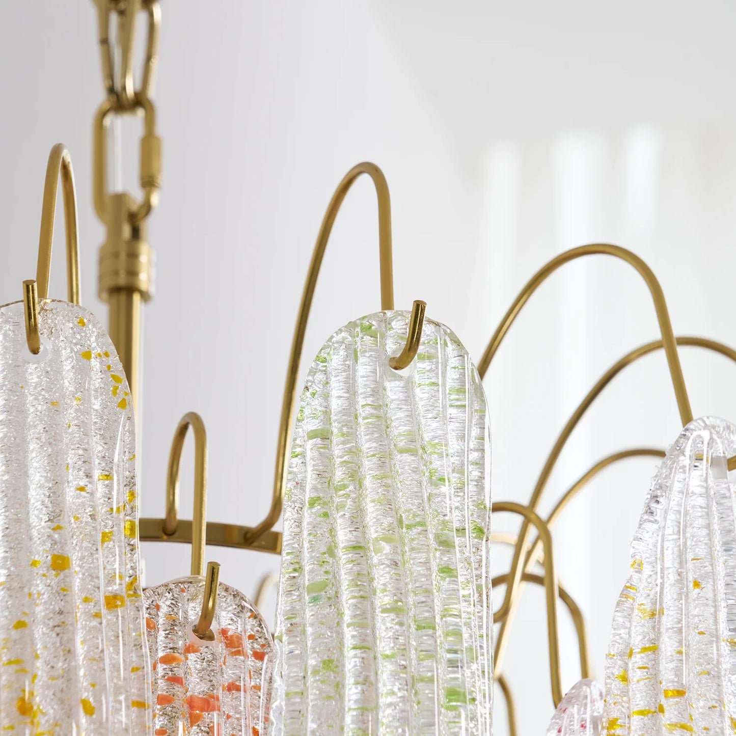 Hand-blown Wave Point Murano Glass Chandelier - - Chandelier