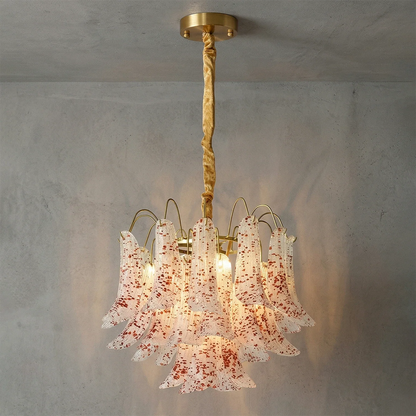Hand-blown Wave Point Murano Glass Chandelier - - Chandelier