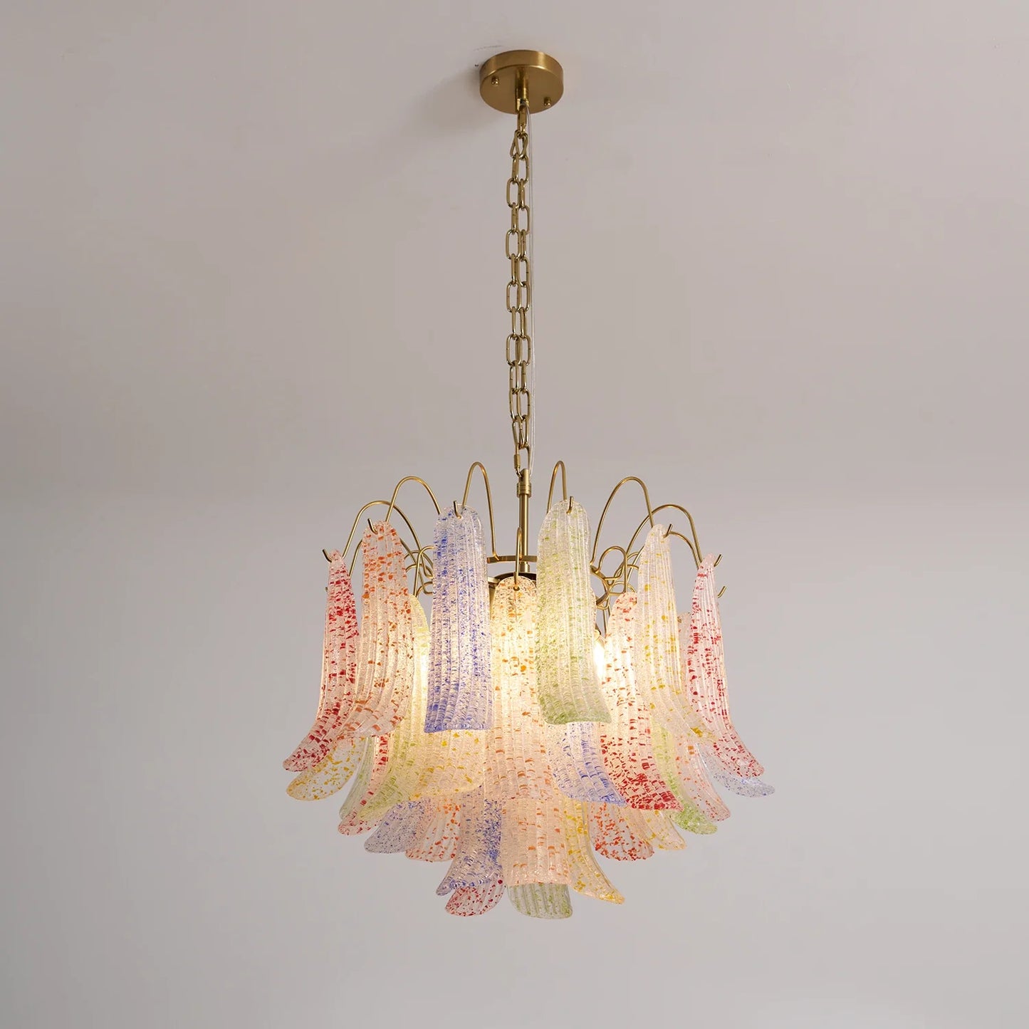Hand-blown Wave Point Murano Glass Chandelier - - Chandelier