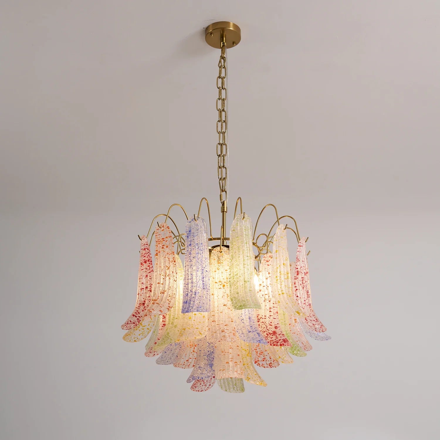 Hand-blown Wave Point Murano Glass Chandelier - - Chandelier