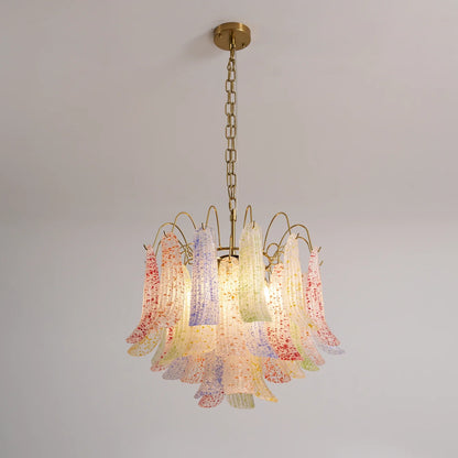 Hand-blown Wave Point Murano Glass Chandelier - - Chandelier