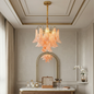 Hand-blown Wave Point Murano Glass Chandelier - ∅ 19.7″ x H 18.9″ Gold + Orange - Chandelier