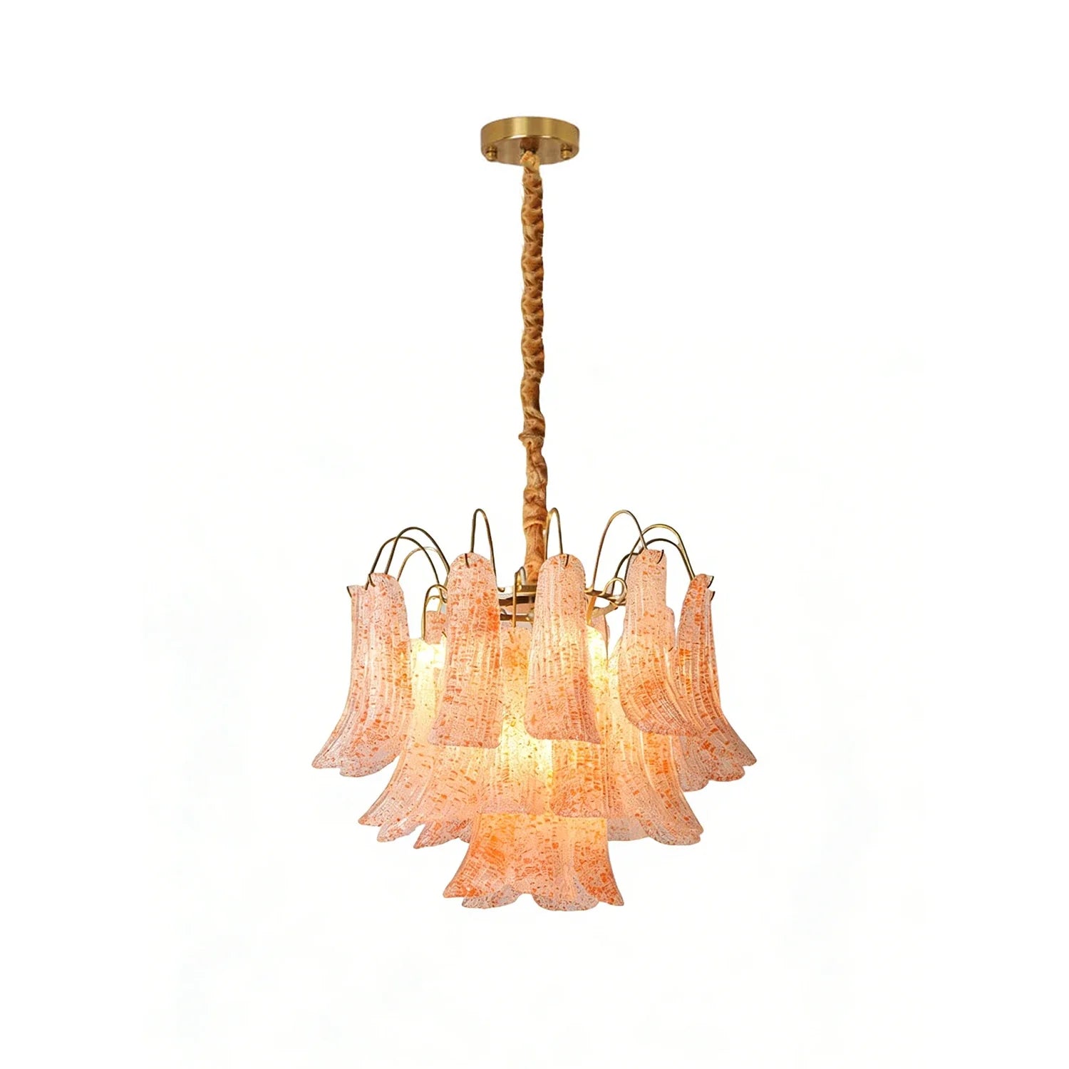 Hand-blown Wave Point Murano Glass Chandelier - - Chandelier