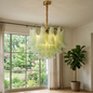 Hand-blown Wave Point Murano Glass Chandelier - ∅ 23.6″ x H 18.9″ Gold + Green - Chandelier