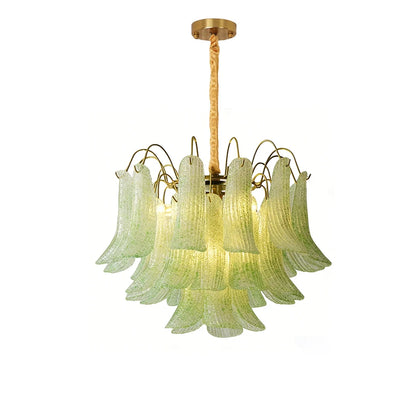 Hand-blown Wave Point Murano Glass Chandelier - - Chandelier