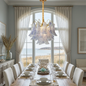 Hand-blown Wave Point Murano Glass Chandelier - ∅ 19.7″ x H 18.9″ Gold + Blue - Chandelier