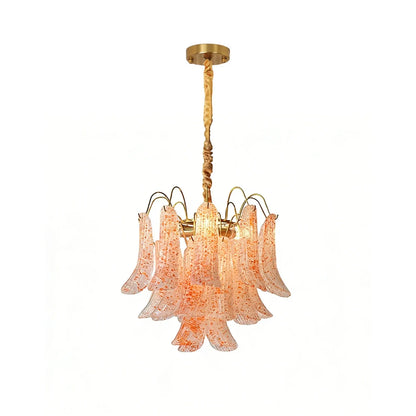 Hand-blown Wave Point Murano Glass Chandelier - - Chandelier