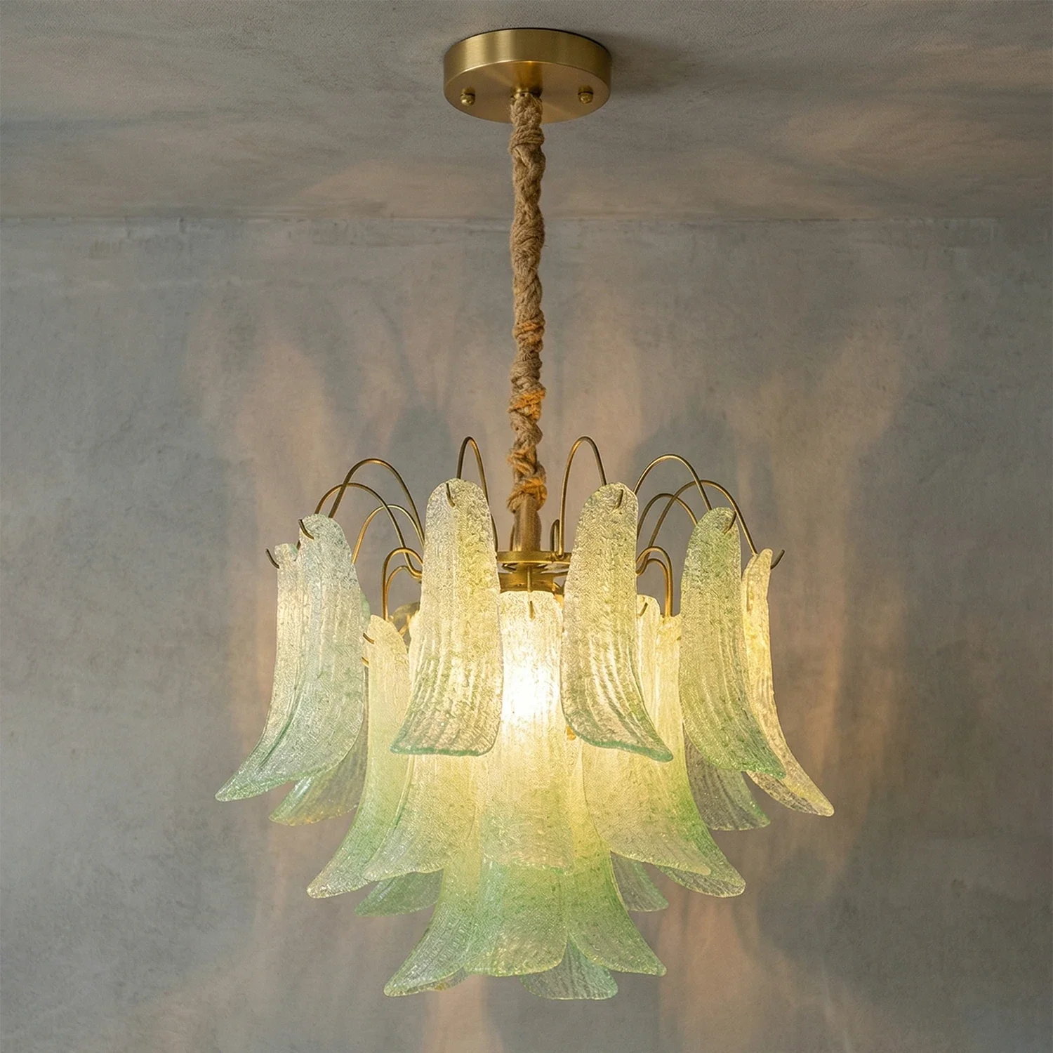 Hand-blown Wave Point Murano Glass Chandelier - - Chandelier
