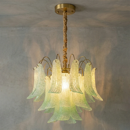 Hand-blown Wave Point Murano Glass Chandelier - - Chandelier