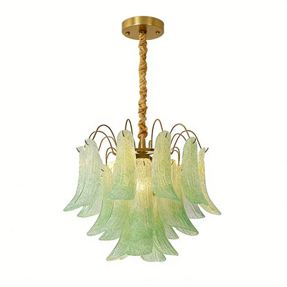 Hand-blown Wave Point Murano Glass Chandelier - - Chandelier
