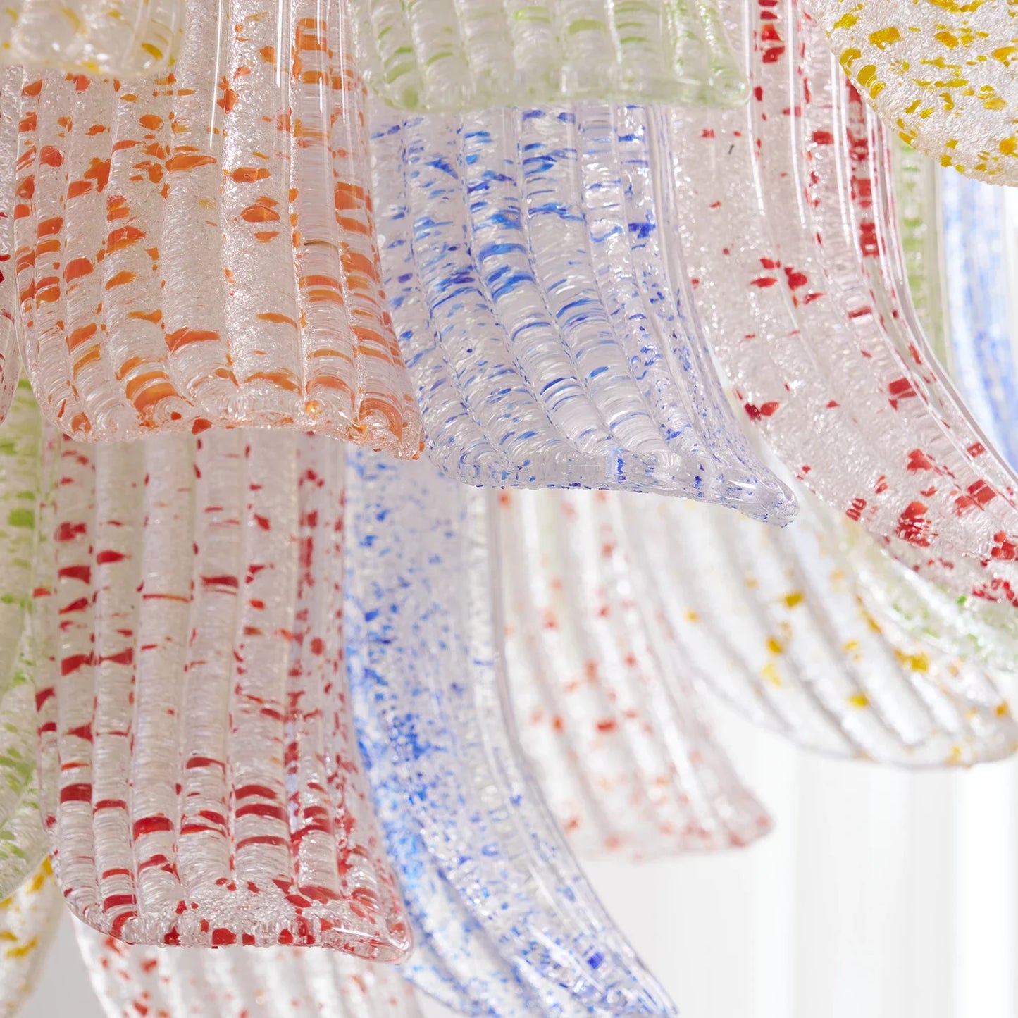 Hand-blown Wave Point Murano Glass Chandelier - - Chandelier