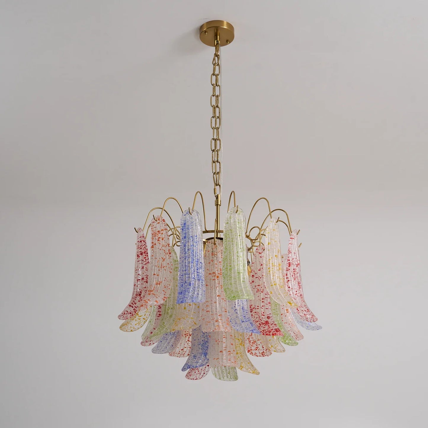 Hand-blown Wave Point Murano Glass Chandelier - - Chandelier