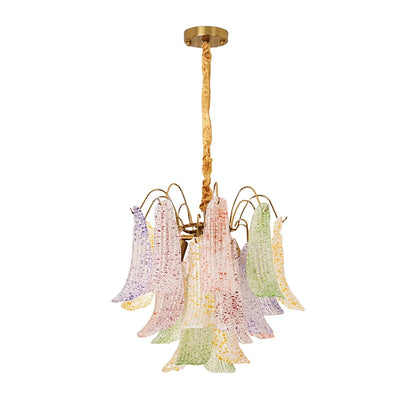 Hand-blown Wave Point Murano Glass Chandelier - - Chandelier