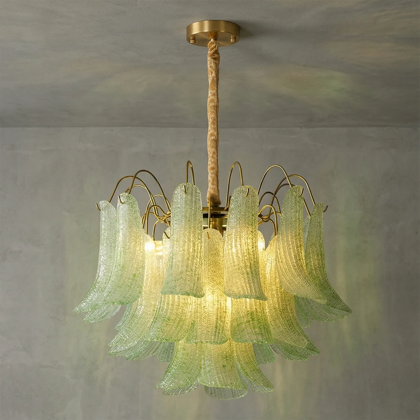 Hand-blown Wave Point Murano Glass Chandelier - - Chandelier