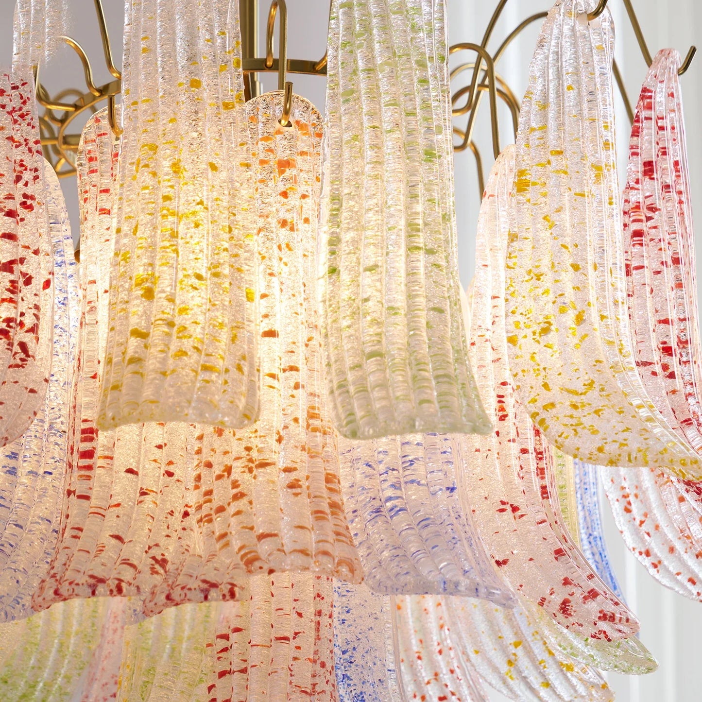 Hand-blown Wave Point Murano Glass Chandelier - - Chandelier