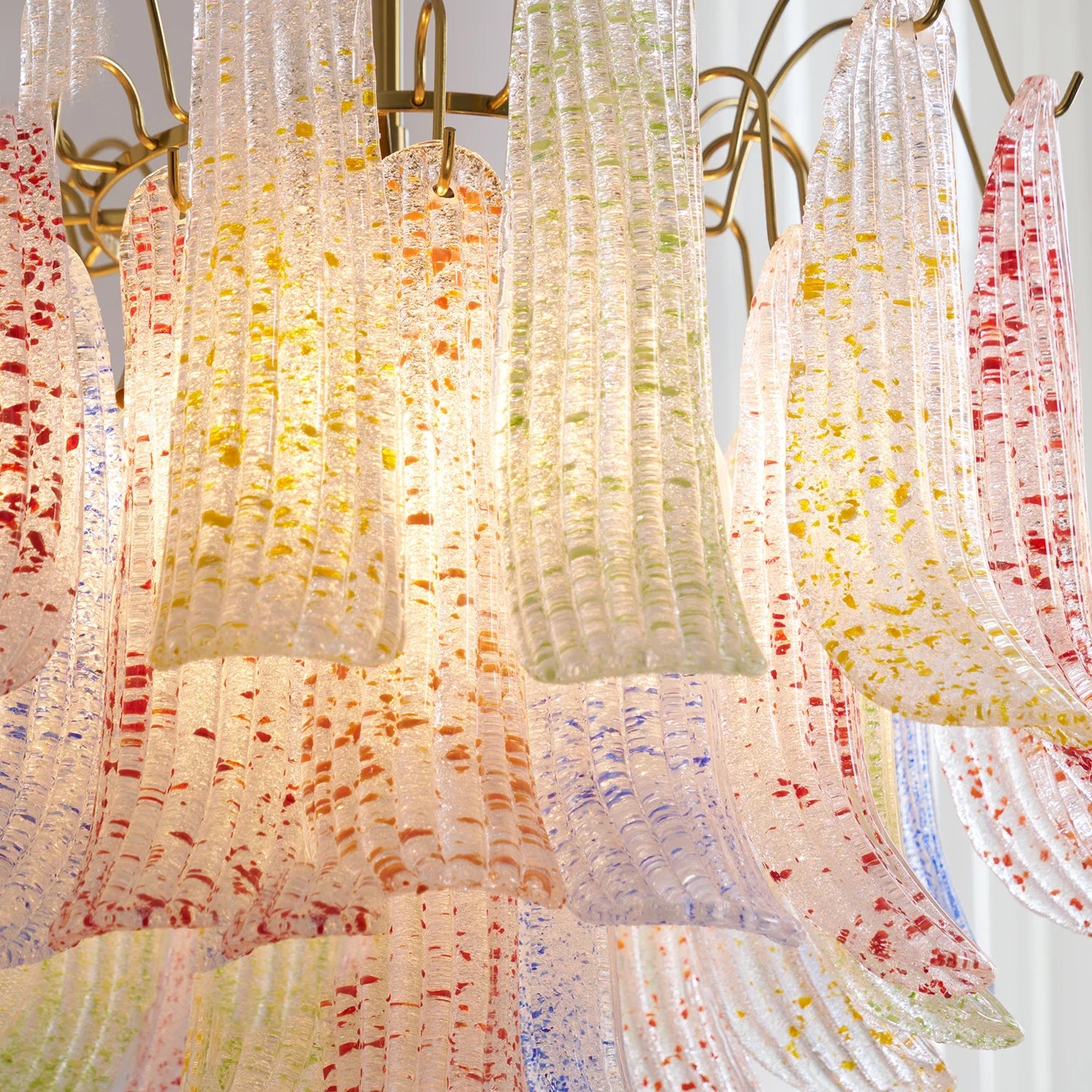 Hand-blown Wave Point Murano Glass Chandelier - - Chandelier